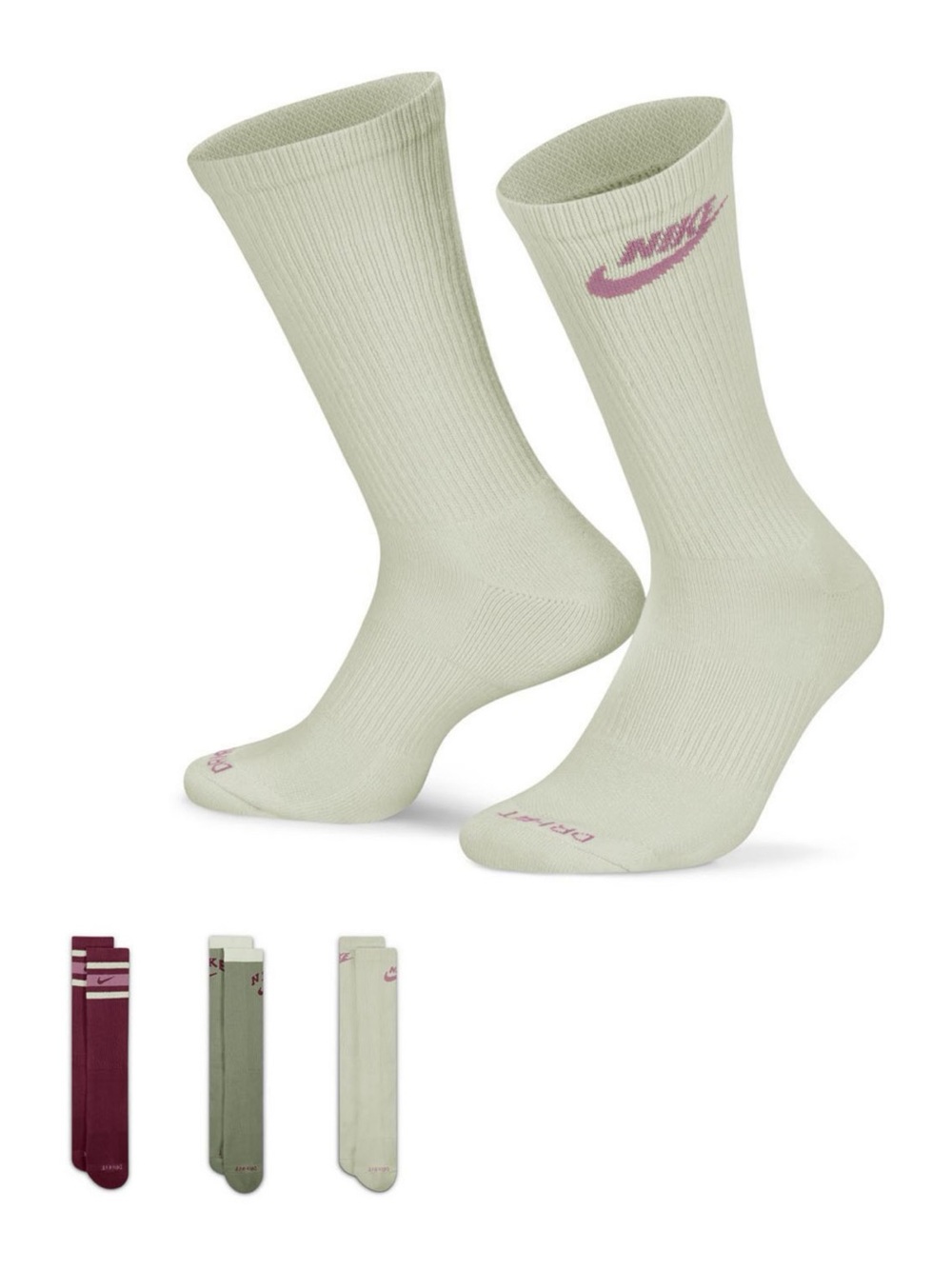 Men's Nike 3-Pack Everyday Plus Retro Cushioned Crew Socks Size L